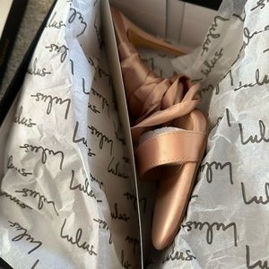 Lulu’s Gold ribbon laced heels
